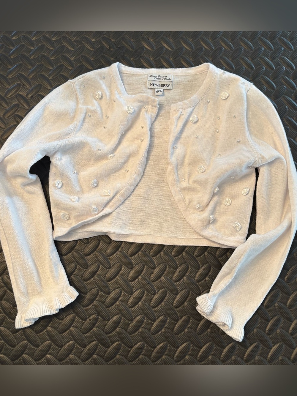 Newberry Girls Cropped Embellished Cardigan / Bolero - White. Size 8.